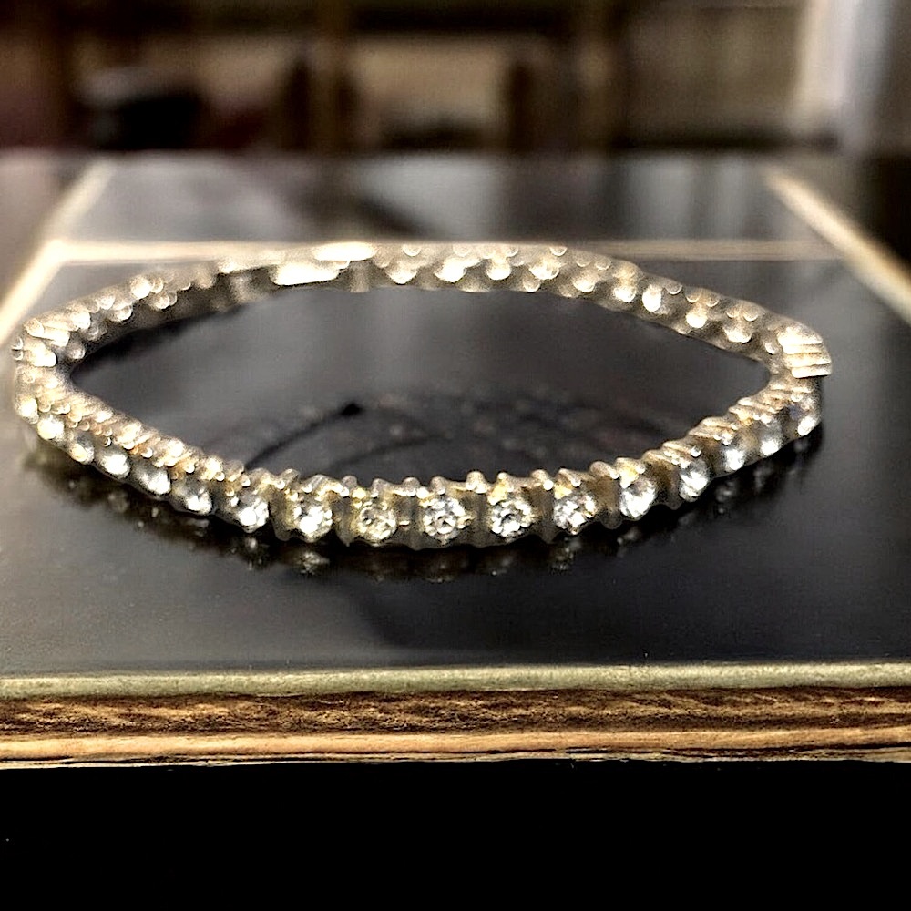 7” Cubic Zirconia & Sterling Silver Vintage Bracelet.